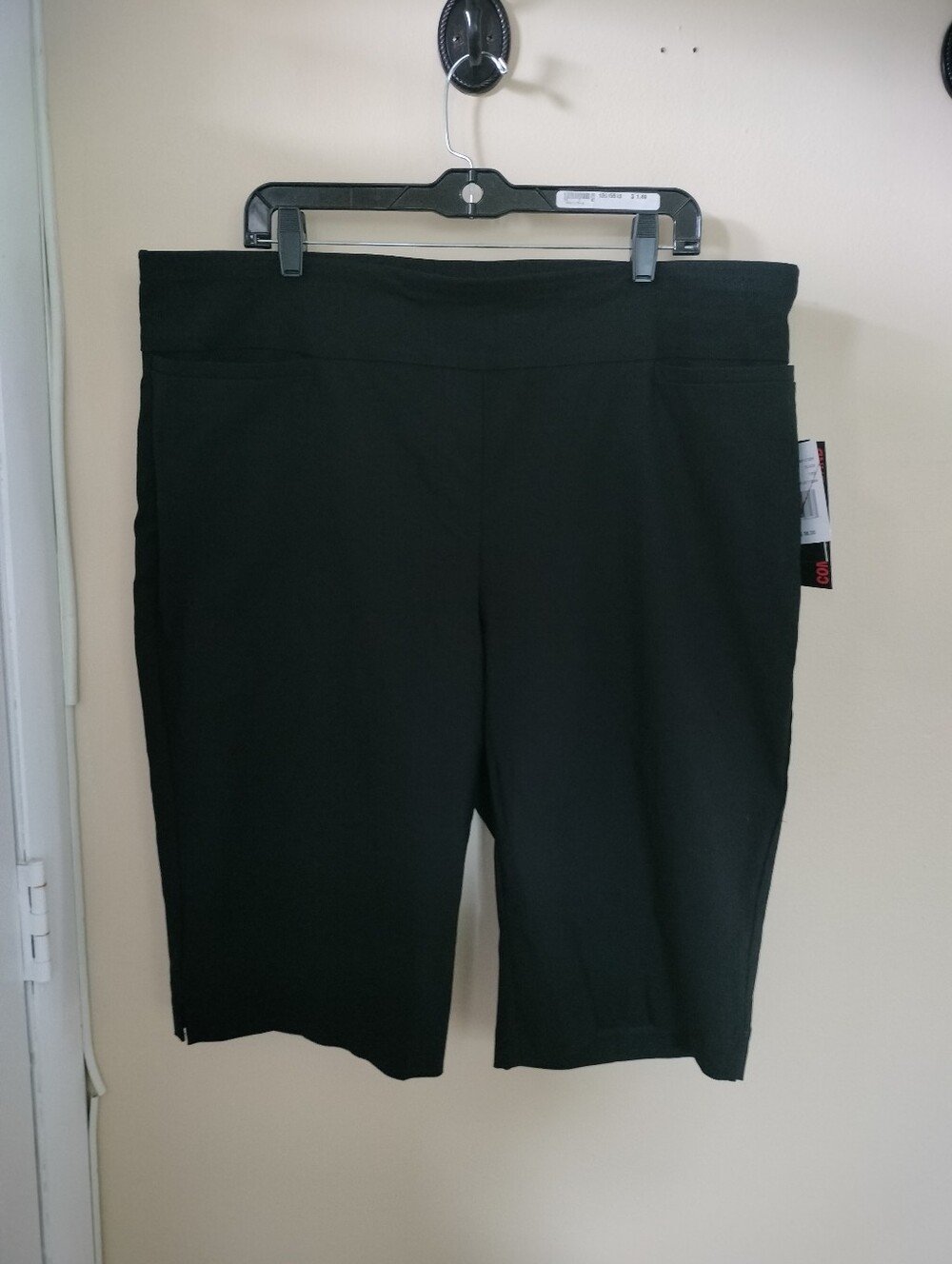 NWT Briggs Black Pull On Bermuda Shorts 18W Stretch Comfort Waist Minimalist